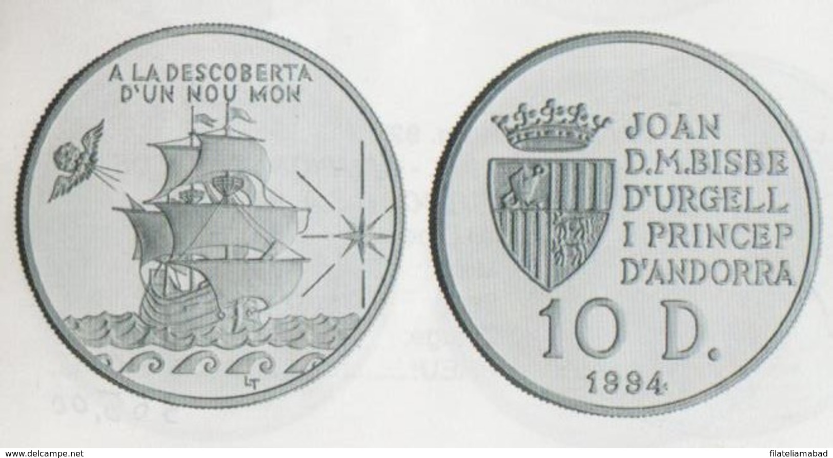 ANDORRA 1 MONEDA DE 31,104 GRAMOS DE PLATA Nº 97  TIRADA  20.000.  SERVEI D'EMISSIÓNS  (E.M. - Andorre