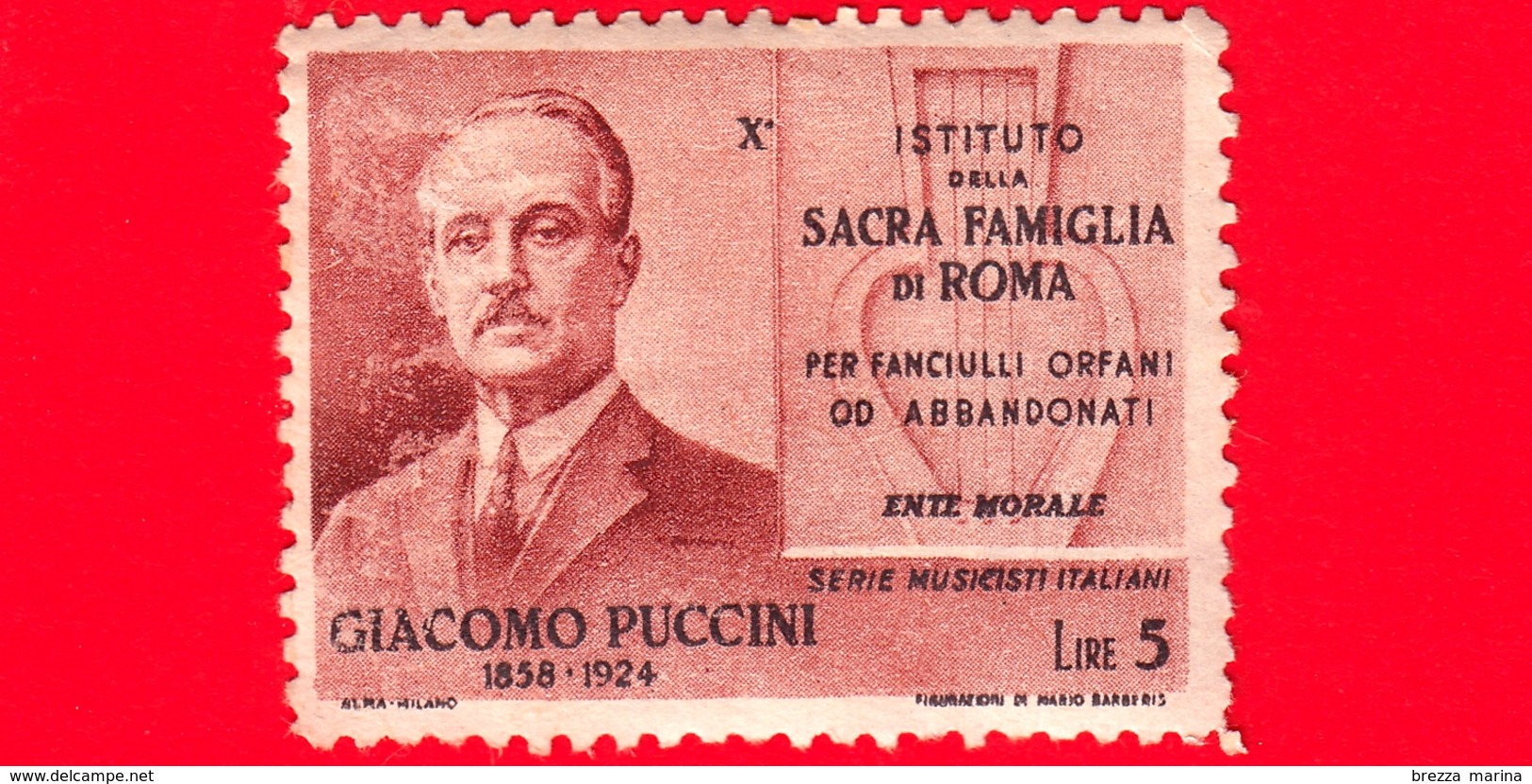 ITALIA - Erinnofilia - Nuovo - Istituto Della Sacra Famiglia Roma - Musicisti Italiani - Giacomo Puccini - 5 - Erinnofilia