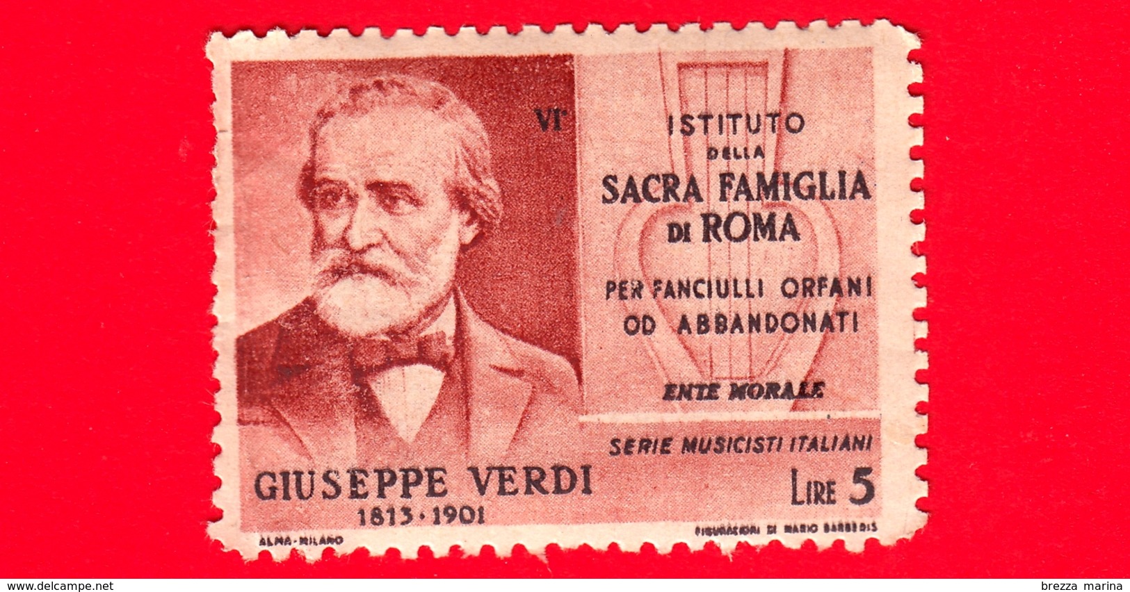 ITALIA - Erinnofilia - Nuovo - Istituto Della Sacra Famiglia Roma - Musicisti Italiani - Giuseppe Verdi - 5 - Erinnophilie