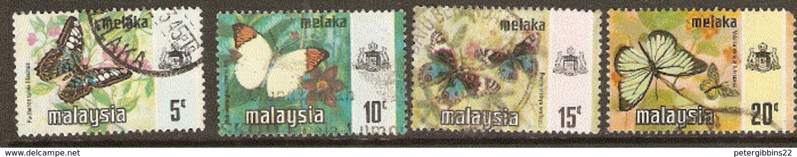 Malaysia Melaka  1971    Butterflies Various Values To 20c    Fine Used - Malesia (1964-...)