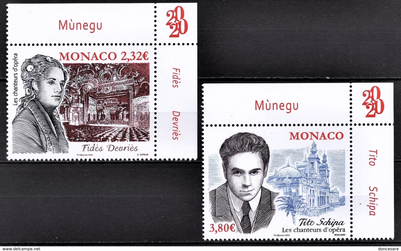 MONACO 2020 -  Y.T. N° 3221 / 3222 /SERIE 2 TP / LES CHANTEURS D’OPÉRA  - NEUFS ** - Unused Stamps