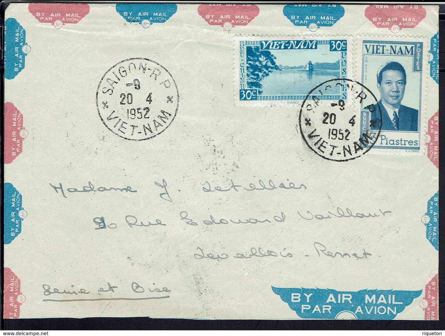 Vietnam -  Enveloppe De Saigon Pour Levallois Perret 20-4-1952 - B/TB - - Vietnam