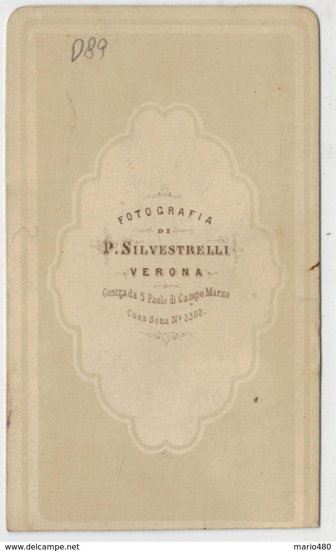 -VERONA             CARTONCINO  DA  VISITA    1860-1900  (DIM. 6-6,5 X 10-10,5)    2  SCAN - Tarjetas De Visita