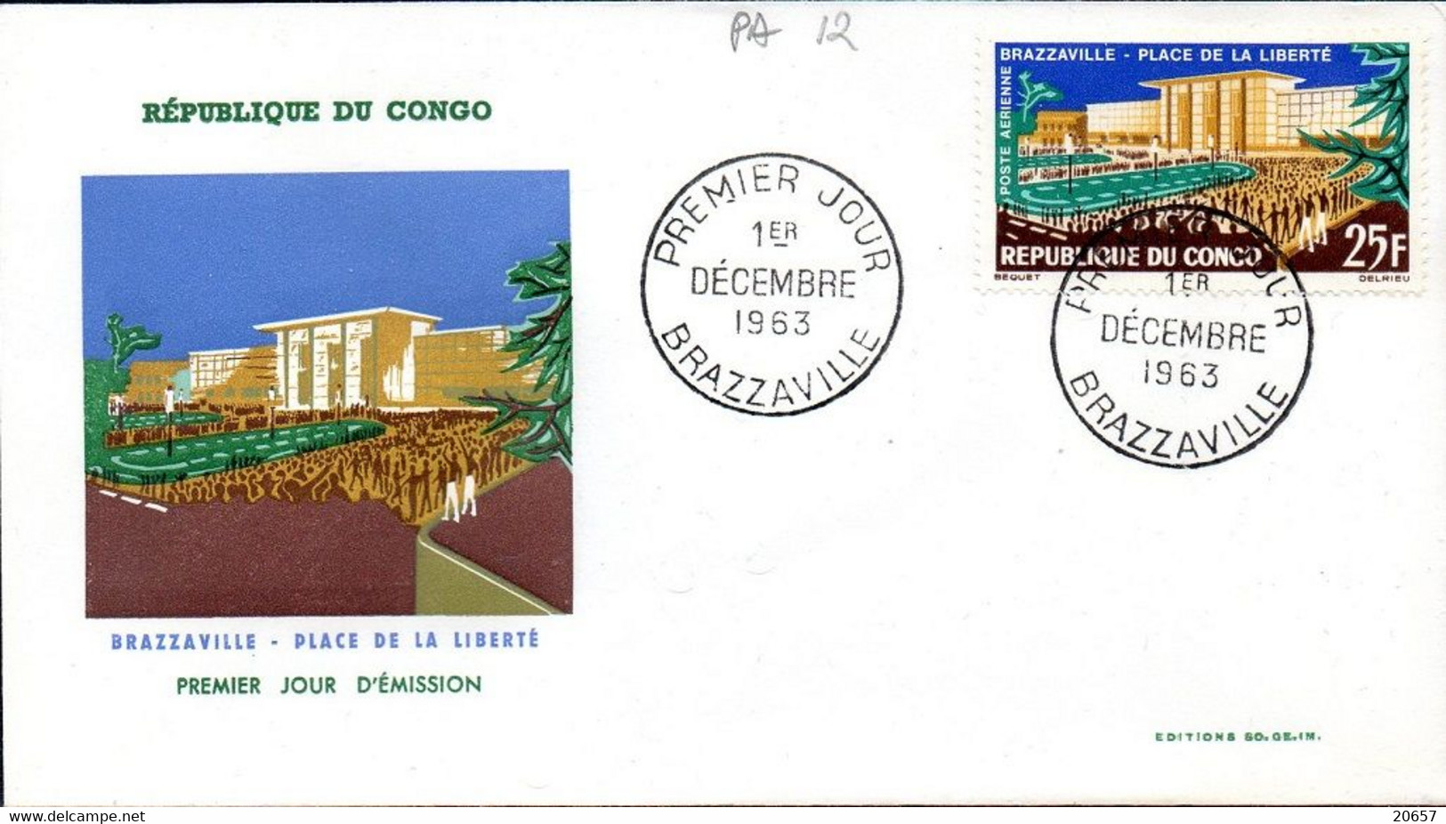 Congo A 012 Fdc Place De La Liberté - FDC