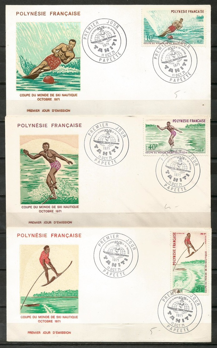 French Polynesia Tahiti 1971 Water Ski World Cup 3 FDC - Water-skiing