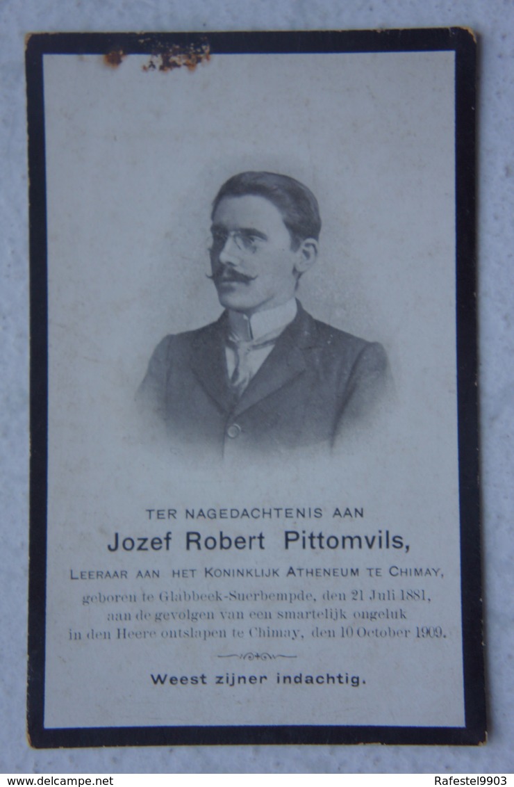 Mortuaire Professeur Athénée De CHIMAY GLABBEEK ZUURBEMDE Region Tienen Leuven 1881 Chimay 1909 - Décès