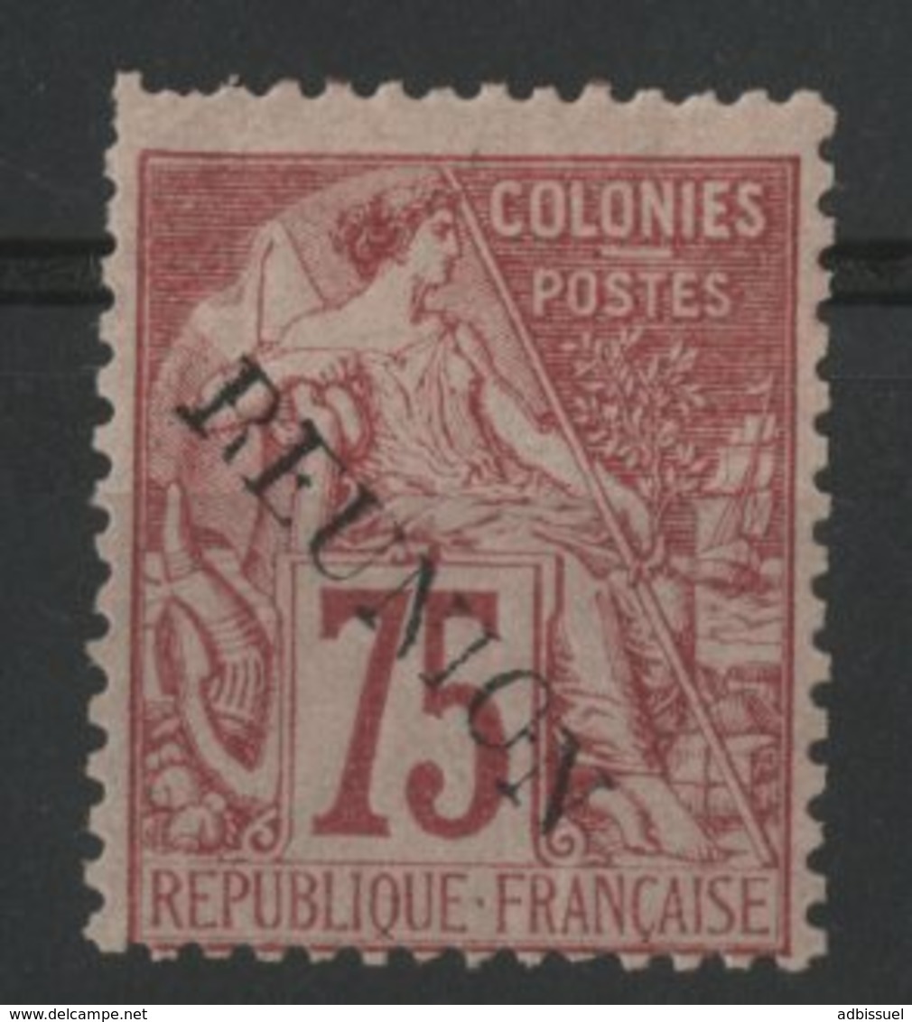 REUNION / COLONIES N° 27 * (MH) Cote 750 € 75ct Rose Type Groupe Allégorique Surchargé REUNION. Une Dent Courte En Haut - Nuovi