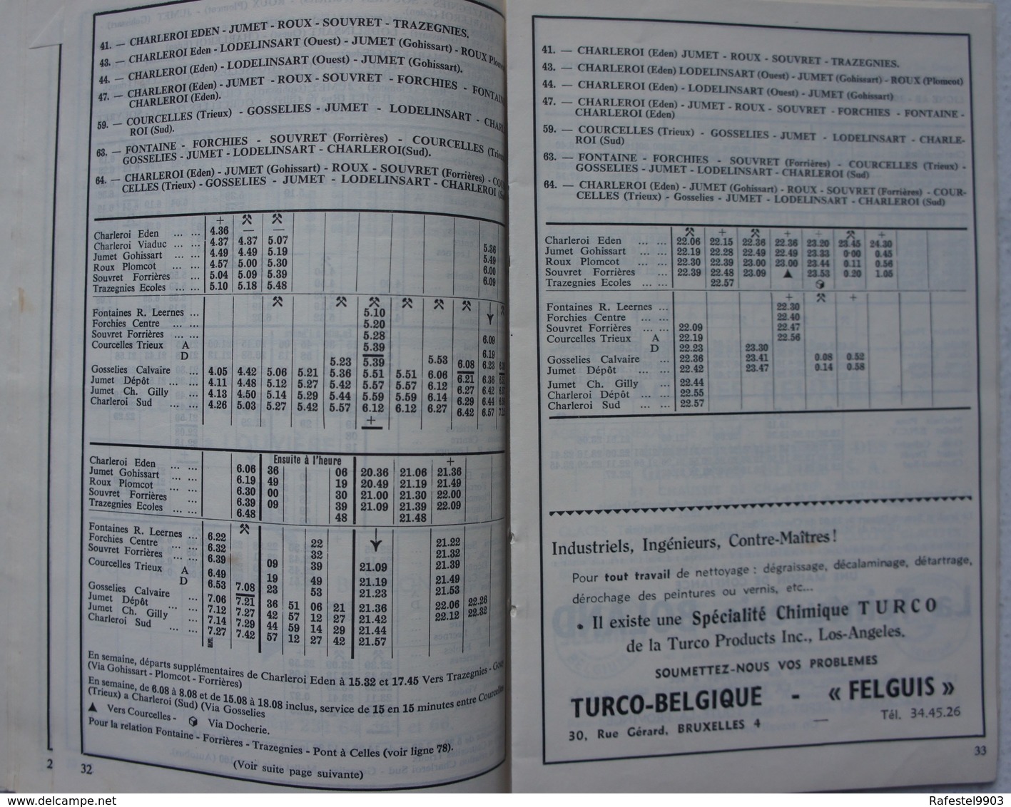 HORAIRE TRAM VICINAL Belgique Belgïe SNCV Hainaut Tramway - Europe