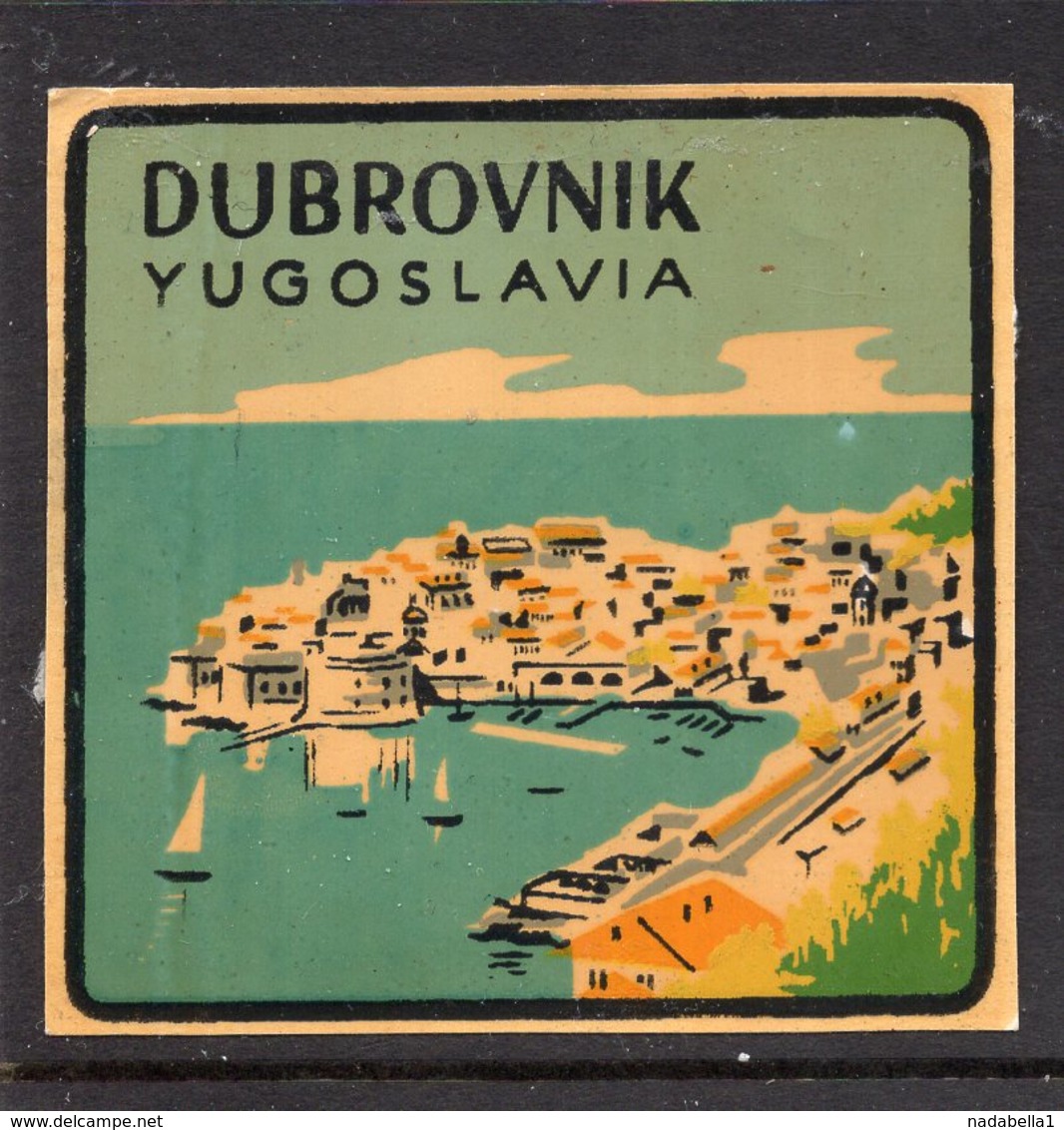 1930s YUGOSLAVIA, CROATIA, DUBROVNIK TOWN, CITY, BAGGAGE LABEL, 6 X 6 Cm - Etiquetas De Hotel