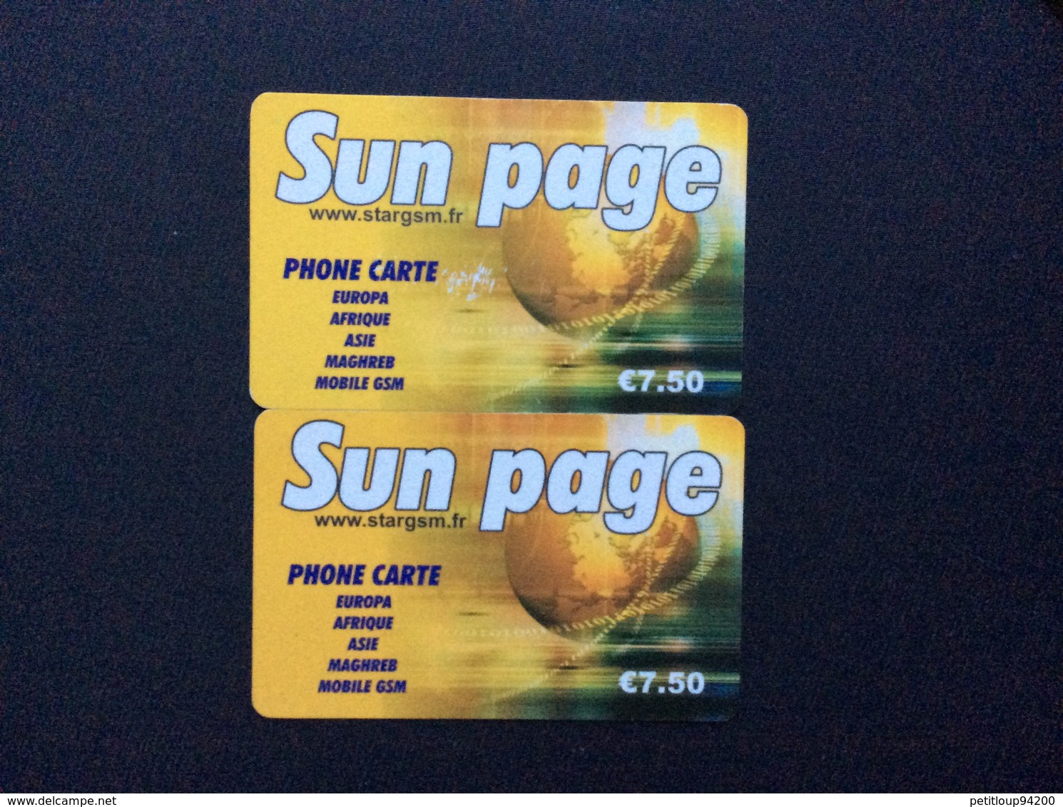 2 CARTES PREPAYEES  STARGSM  *7,50e *7,50€  Sun Page  4826 - Autres & Non Classés