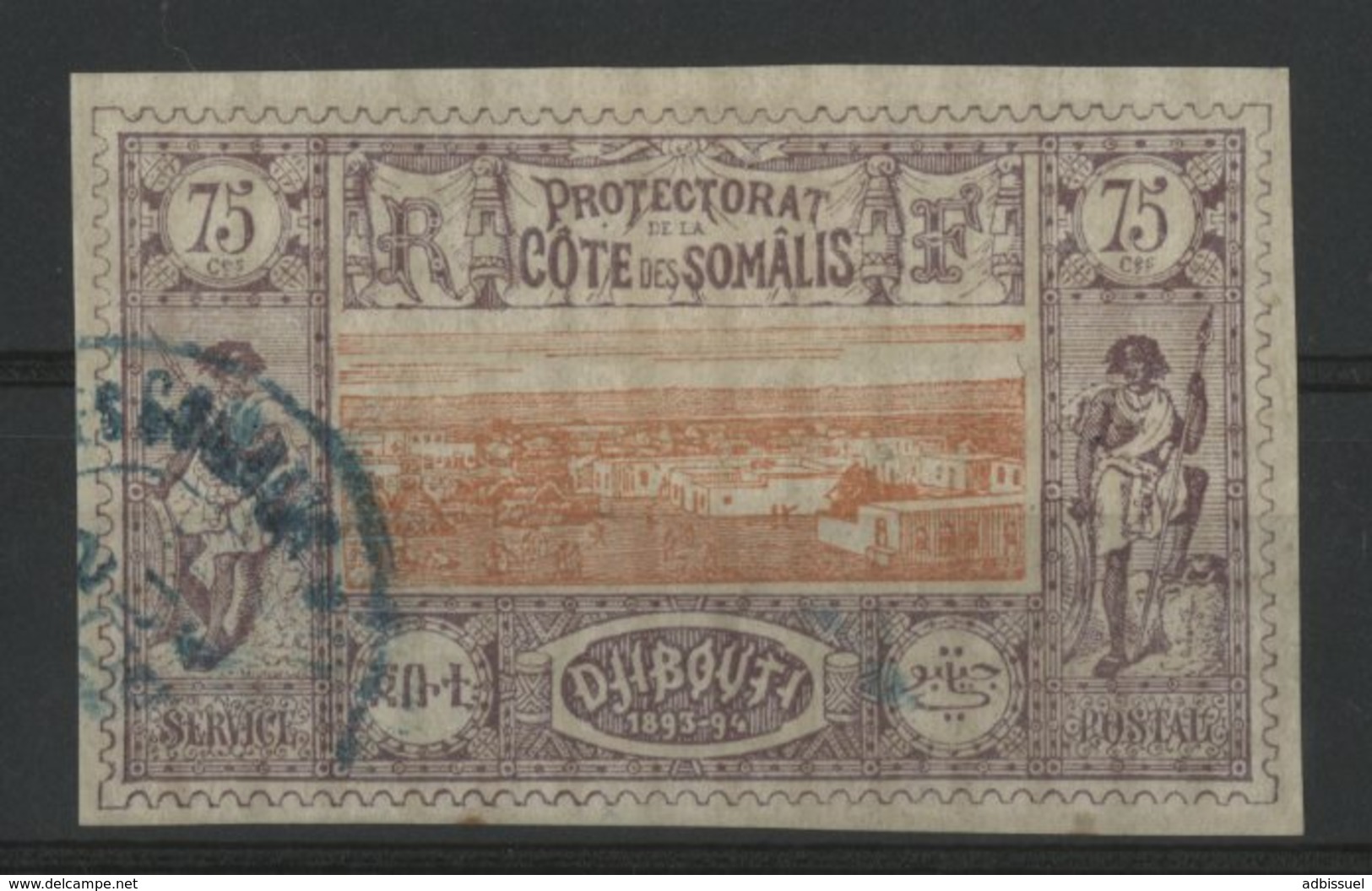 COTE DES SOMALIS / COLONIES N° 16 Oblitéré. 75ct Violet-brun Et Orange. Cote 44 €. TB - Usati