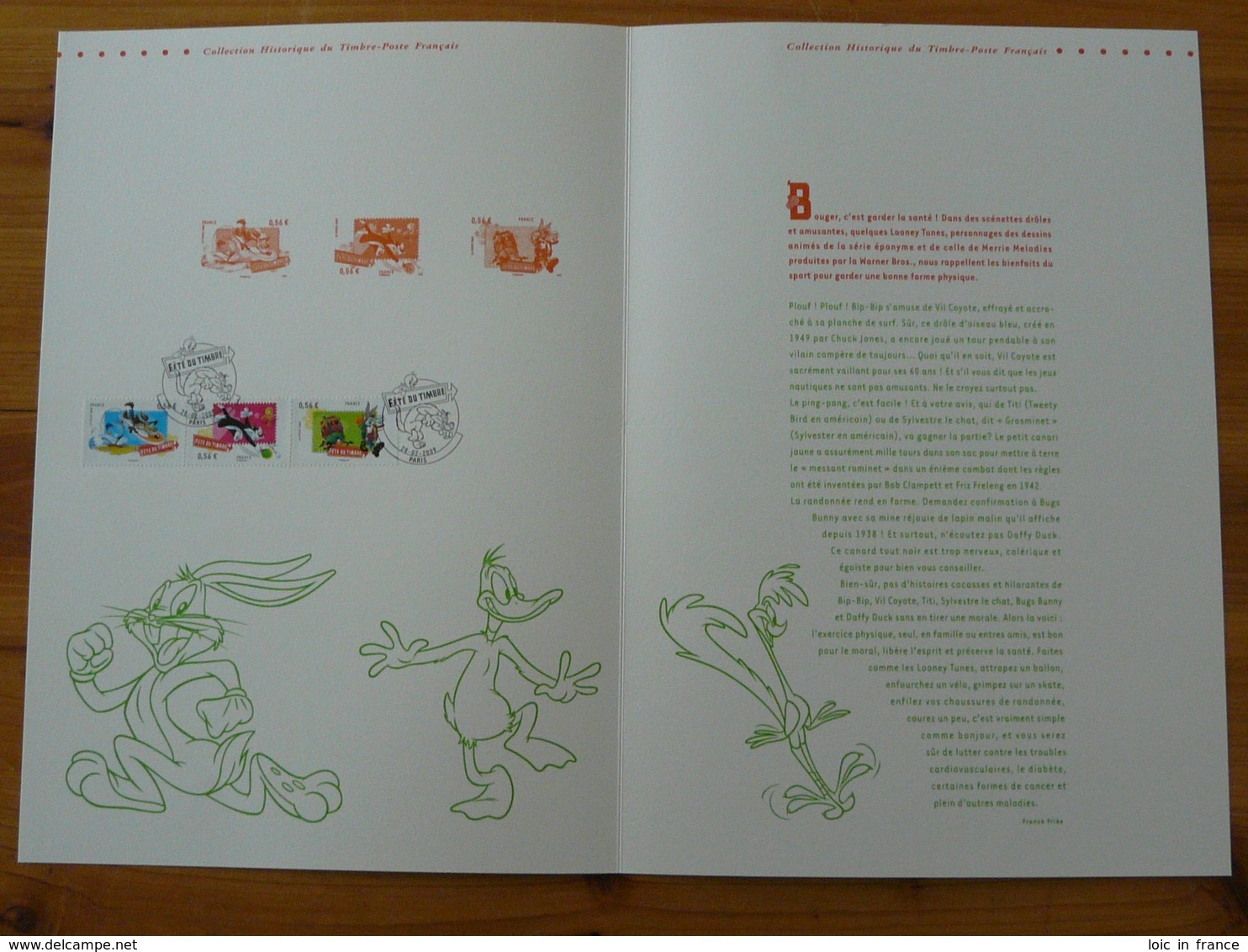 Document Officiel FDC 09-595 Looney Tunes Journée Fête Du Timbre 2009 - Bandes Dessinées