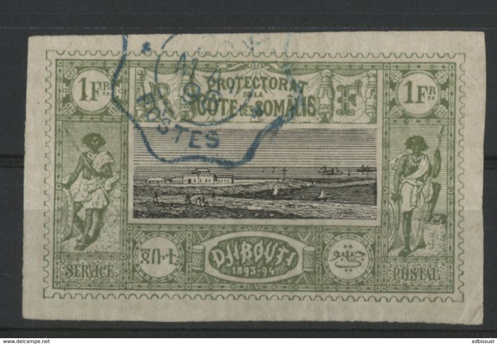 COTE DES SOMALIS / COLONIES Cote 21 €. N° 17 1Fr Vert-olive Et Noir. Oblitéré. TB - Usati