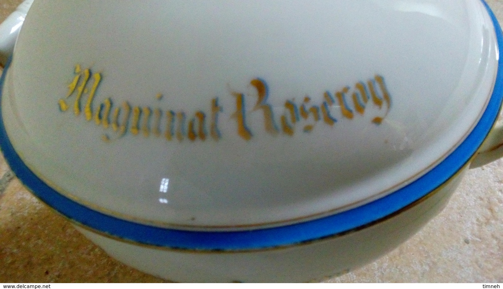 RARE- MAGUINAT ROSEROY - SOUPIERE ANCIENNE (début XXe) En Porcelaine - Liseré Bleu Et Doré - Soperas