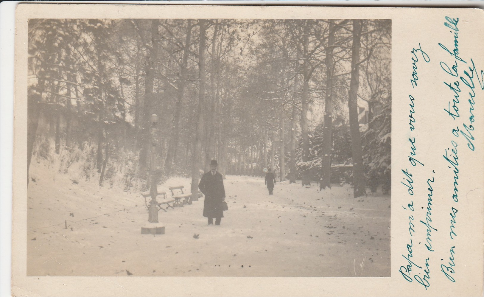 Fotokaart , Photocarte à SITUER , Cachet Louvain , Leuven ,1910 Sous La Neige Dans Le Parc - Leuven