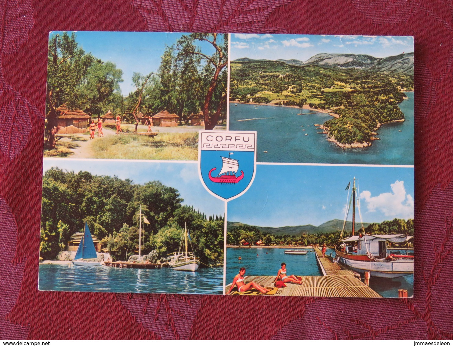 Greece 1972 Postcard "Corfu Arms Harbor Boats" To Belgium - Europa CEPT - Greece