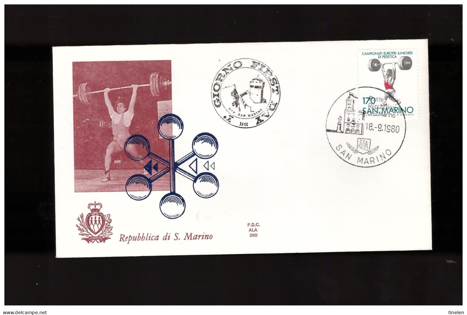 San Marino- 1980 Fdc Campionati Europei Pesistica Ed Ala - Altri & Non Classificati