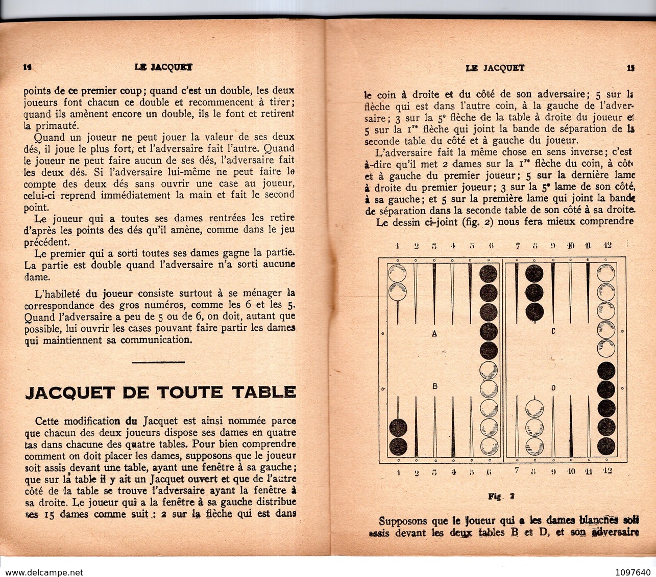 TOUS LES JEUX ET LEURS REGLES  : LE JACQUET PAR JACQUES LECHALET 1936. LIVRET 31 PAGES DE 18 X 11.5 - Jeux De Société