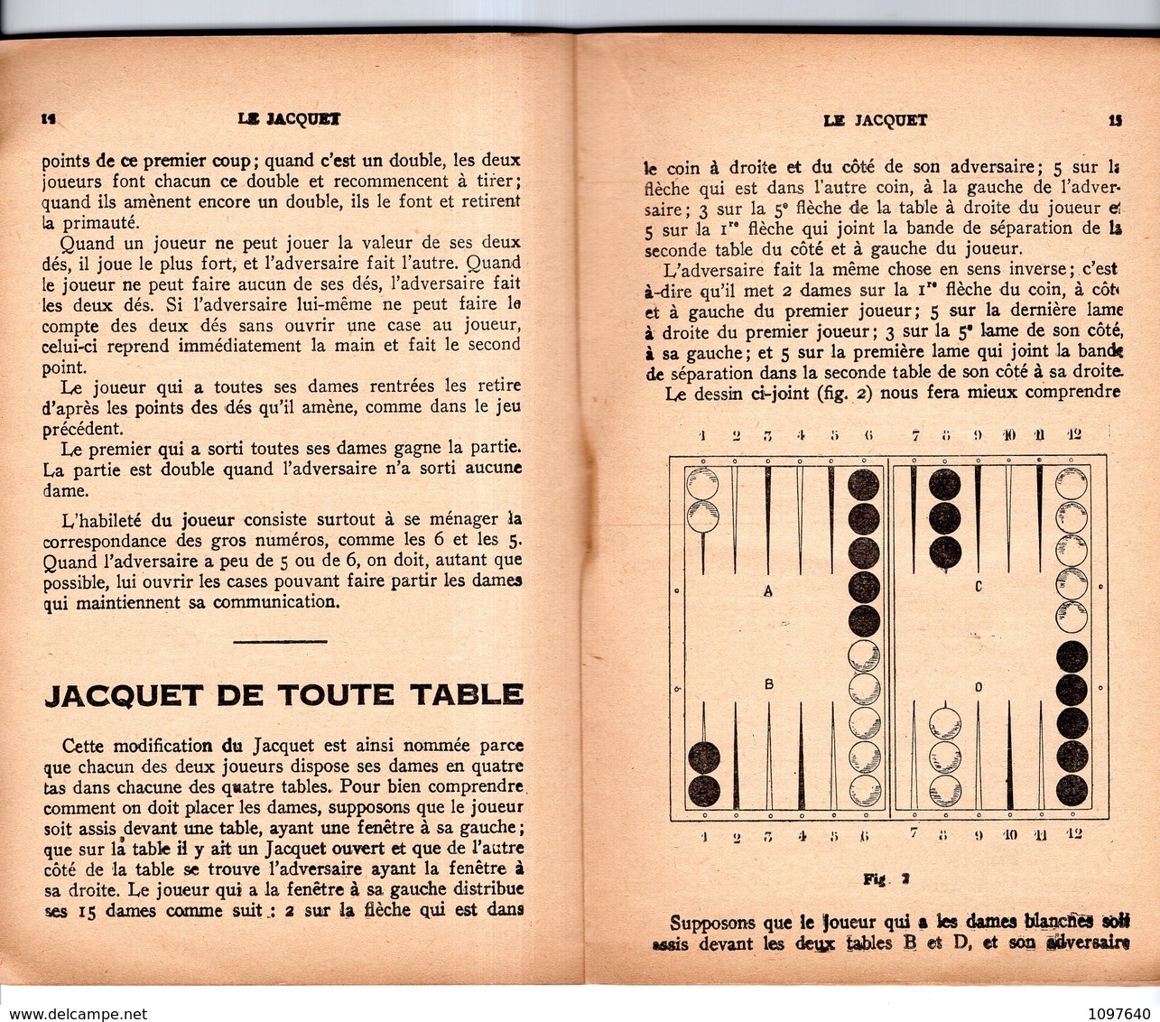 TOUS LES JEUX ET LEURS REGLES  : LE JACQUET PAR JACQUES LECHALET 1936. LIVRET 31 PAGES DE 18 X 11.5 - Giochi Di Società