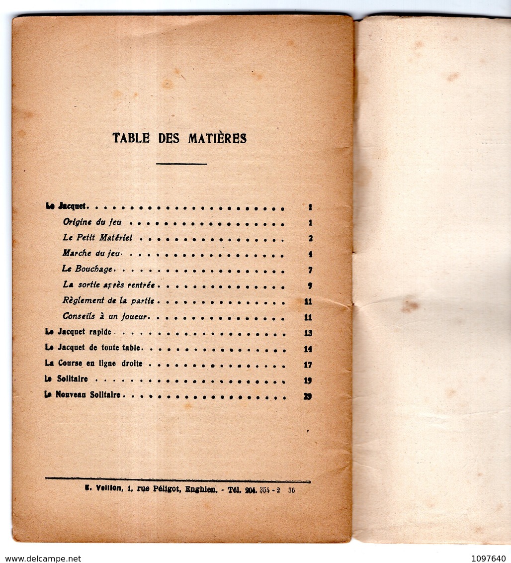 TOUS LES JEUX ET LEURS REGLES  : LE JACQUET PAR JACQUES LECHALET 1936. LIVRET 31 PAGES DE 18 X 11.5 - Giochi Di Società