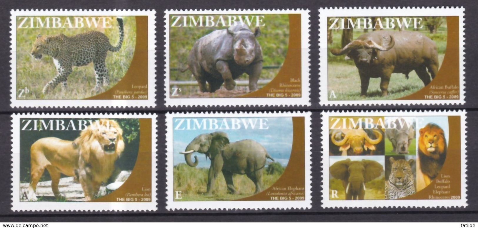 Zimbabwe 2009 Big 5 (Lion, Elephant Etc) MNH / ** (Simbabwe) - Zimbabwe (1980-...)