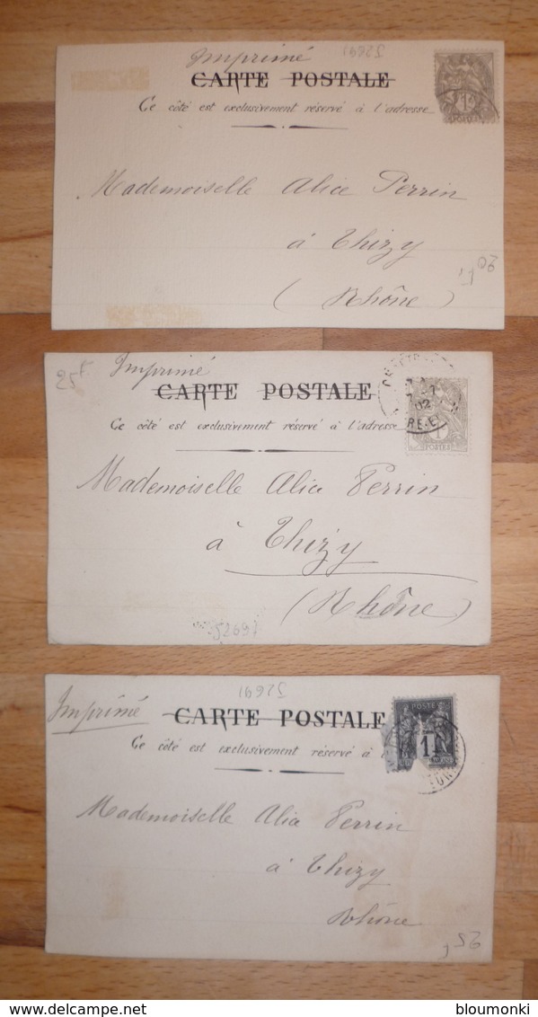 CPA / Lot De 3 Cartes Postales Anciennes Uniques Faites à La Main Par Isa Bellamy 1902 - Autres & Non Classés