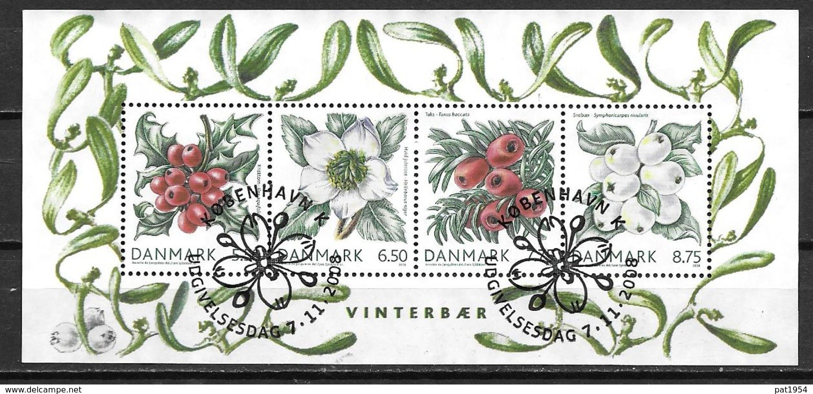 Danemark 2008 N° 1514/1517 En Bloc Oblitéré Fleurs Et Baies Sauvages - Blocks & Kleinbögen