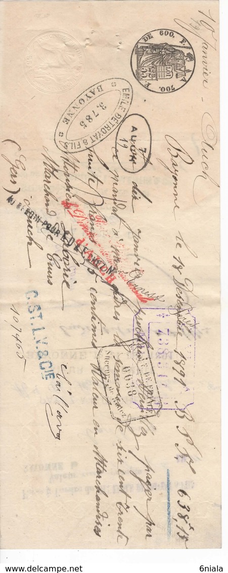 673 Lettre De Change Marchand De Cuir LABORIE Auch 32,  Emile DETROYAT Bayonne 64 - Wechsel