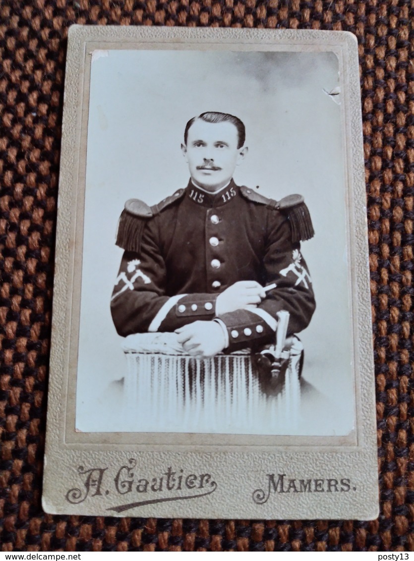 CDV Militaire  SAPEUR Du 115 ème - HACHE Et Grenade Sur Manches - Photo Gautier, MAMERS  - BE - Krieg, Militär