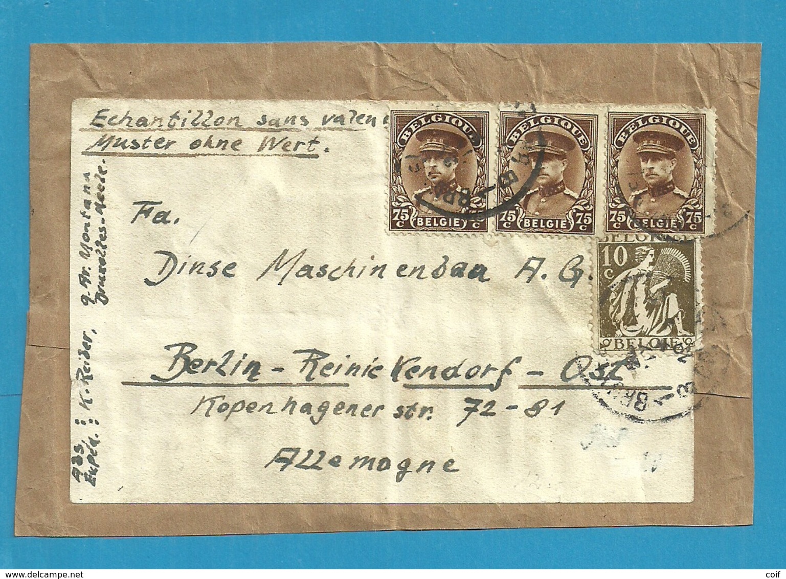 337+341 Op "Echantillon Sans Valeur" (staal Zonder Waarde) Met Stempel BRUXELLES - 1931-1934 Kepi