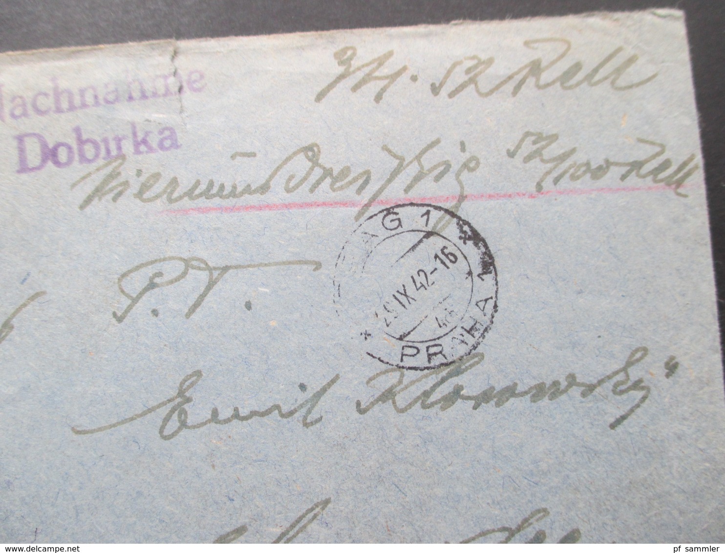 Böhmen Und Mähren 1942 Postamt Prag 1 Nachnahme Dobirka Einschreiben Postsache Nach Hahnenklee Im Harz - Storia Postale