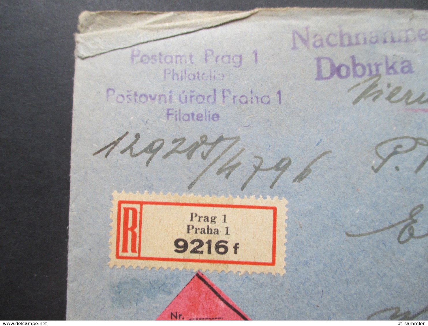 Böhmen Und Mähren 1942 Postamt Prag 1 Nachnahme Dobirka Einschreiben Postsache Nach Hahnenklee Im Harz - Storia Postale