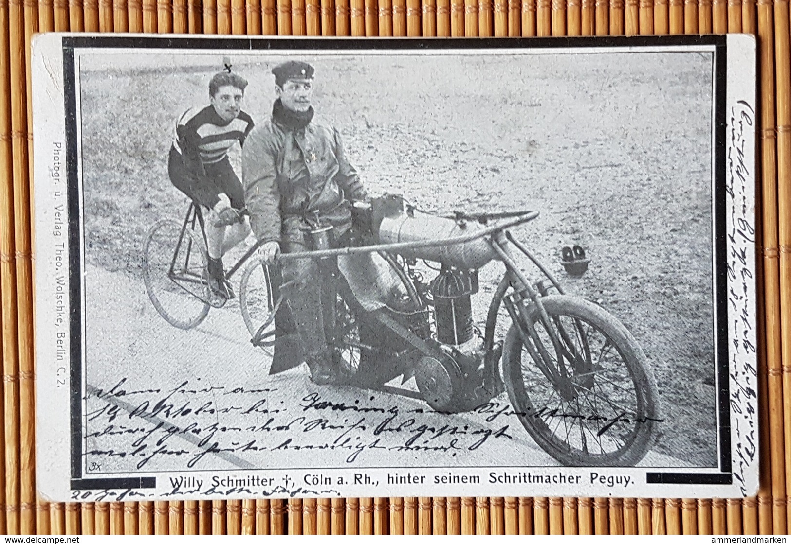 Willy Schmitter, Cöln Rhein, Hinter Seinem Schrittmacher Peguy, Gelaufen 1905 - Ciclismo