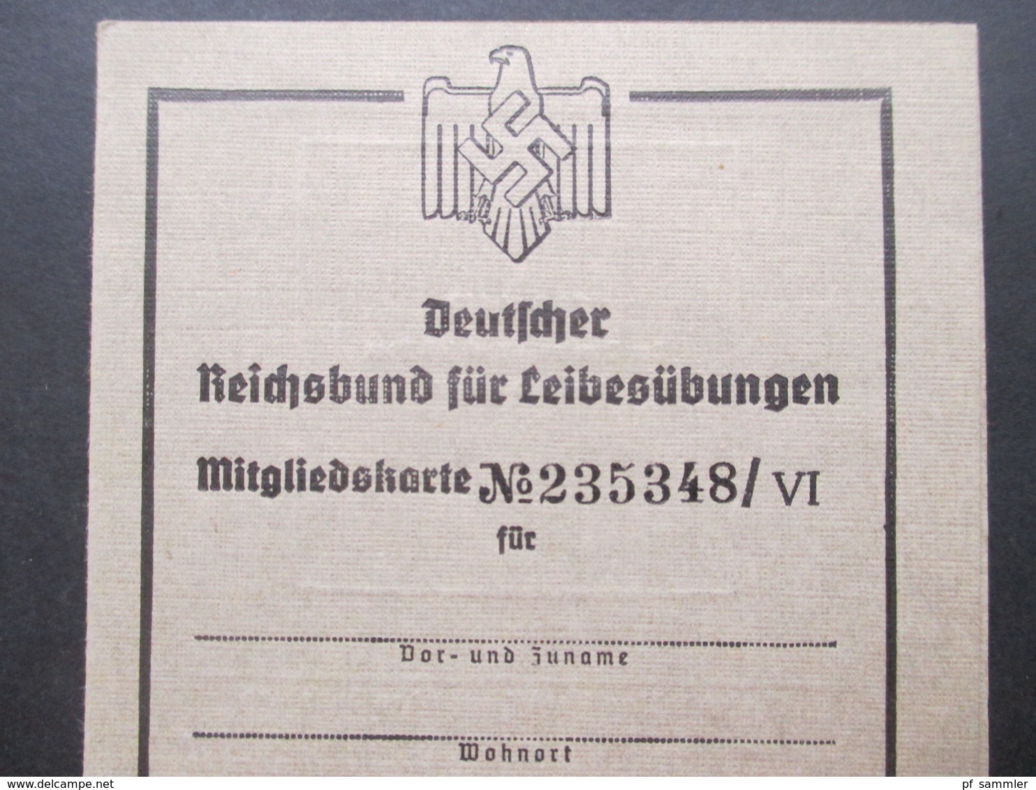 3. Reich Mitgliedsausweis / Karte Deutscher Reichsbund Für Leibesübungen Ungebraucht Und Top Zustand! - Ohne Zuordnung