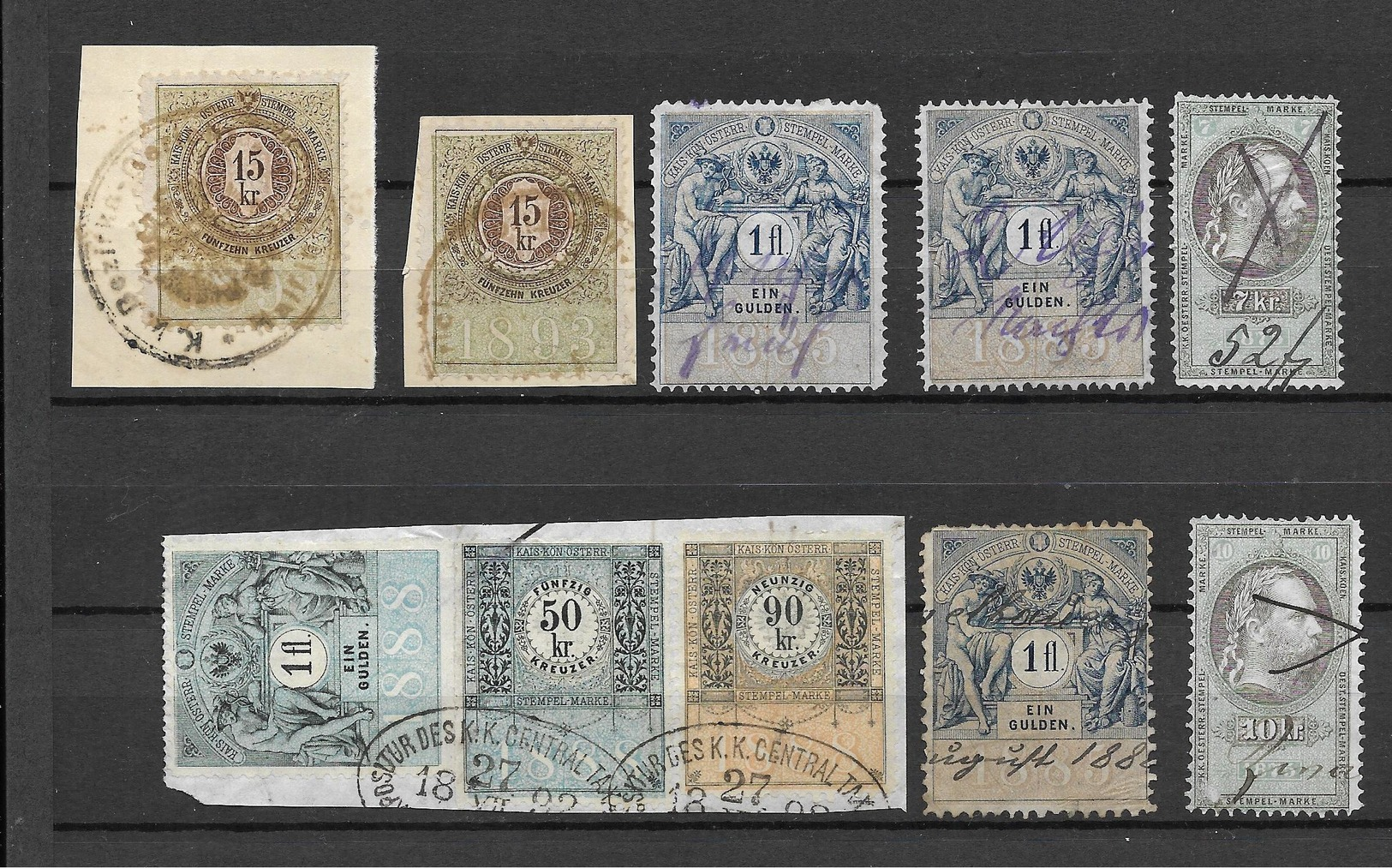 Austria - Hungary - Lot Of Different Fiscal Stamps - Revenue Stamps - Fiscaux