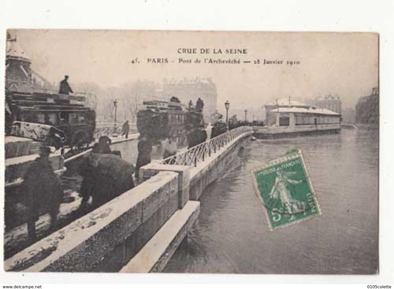 CPA France Paris - Crue De La Seine - Pont De L'Archevêché - 28 Janvier 1910  :  Achat Immédiat - (cd025 ) - Überschwemmung 1910