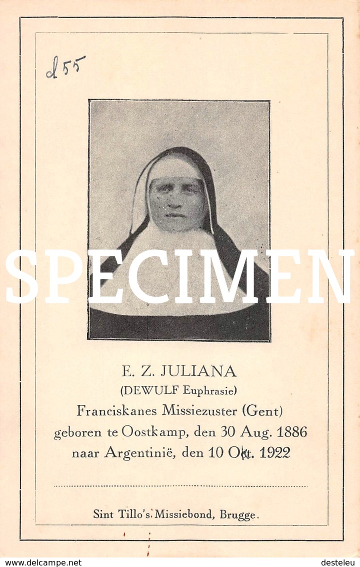 E.Z. Juliana - Dewulf Euphrasie Franciskanes Missiezuster - Oostkamp - Oostkamp