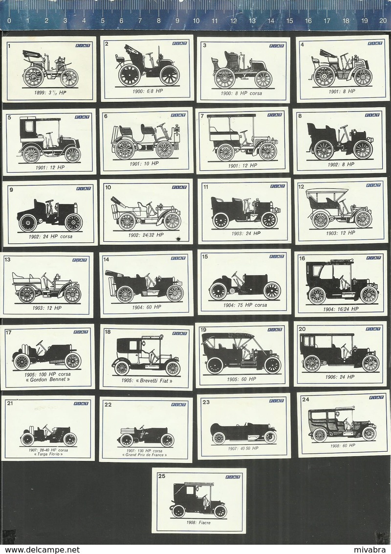 HISTORY FIAT AUTO MODELLEN MODÈLES VOITURES  CAR TYPES 1899-1962 Dutch Matchbox Labels - Boites D'allumettes - Etiquettes