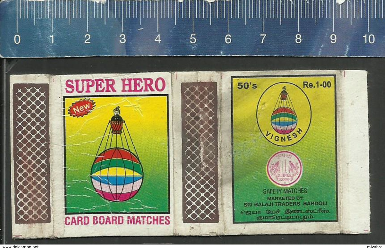 SUPER HERO  AIR BALLOON LUFTBALLON GAS BAG - INDIA Matchbox Skillet - Boites D'allumettes - Etiquettes