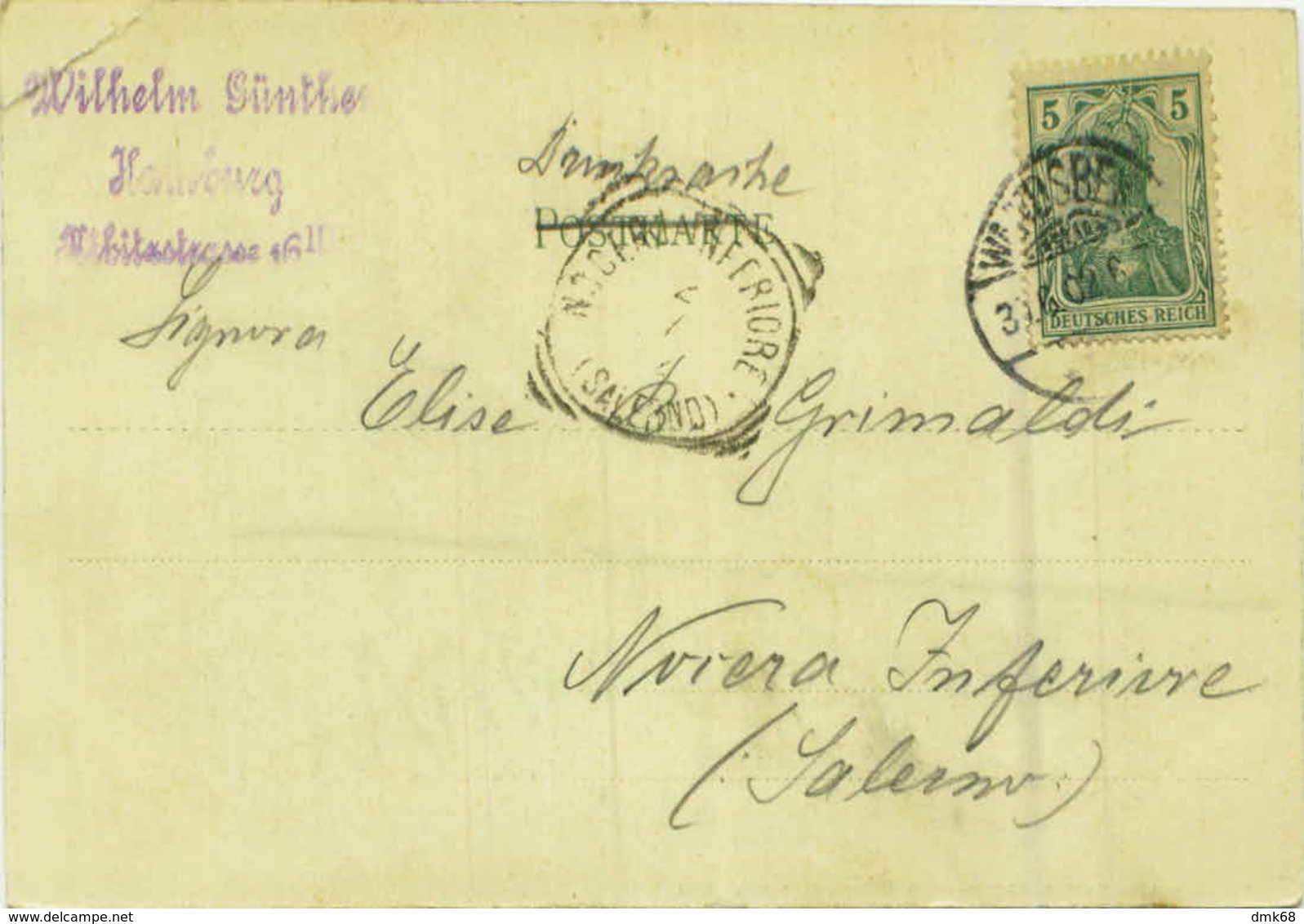 AK GERMANY - WANSBEK - KLEIN JUTHORN - VERLAG U. LICHTDRUCK V. KNACKSTEDT & NATHER - MAILED TO ITALY 1902 ( 7322) - Wandsbek