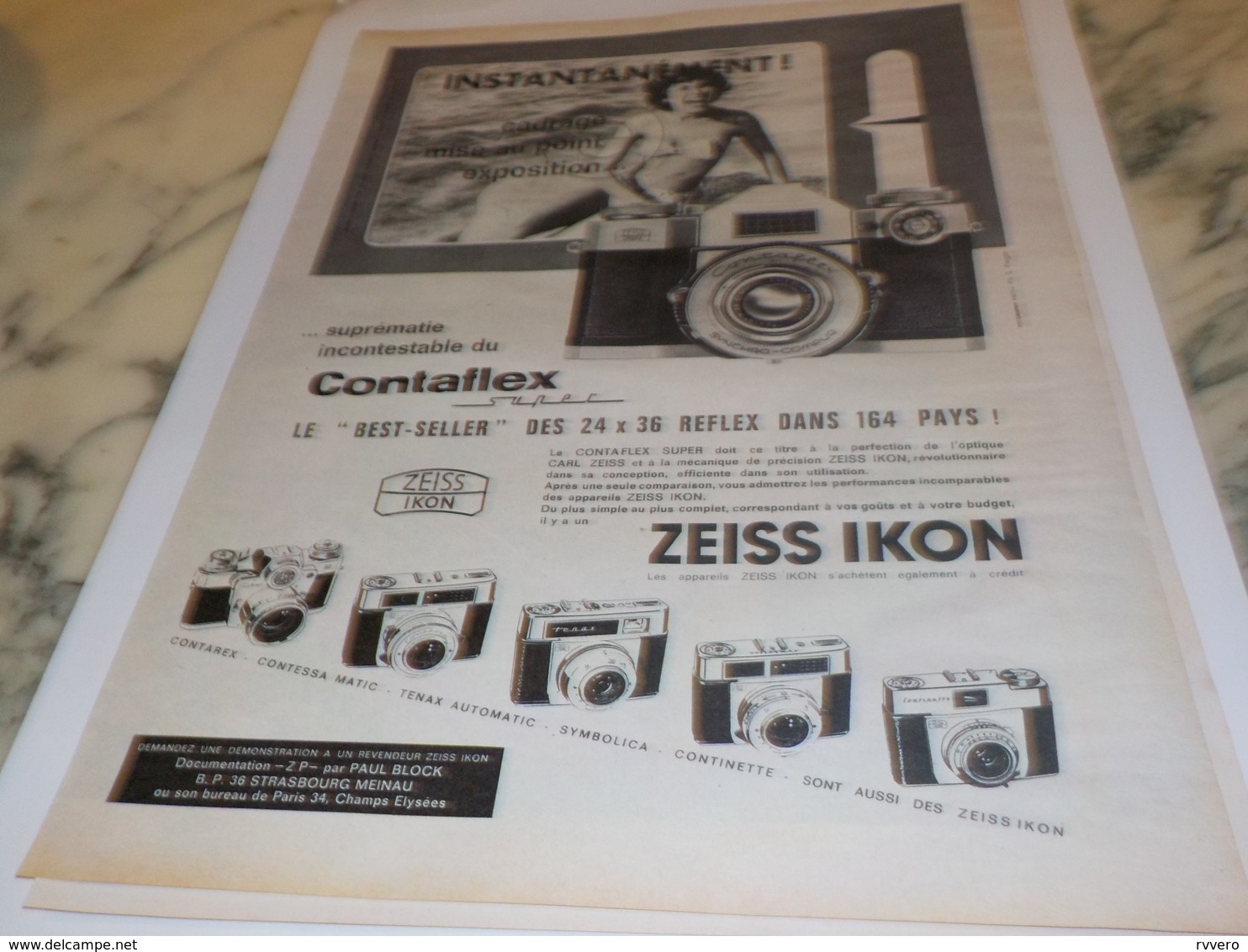 ANCIENNE PUBLICITE INSTANTANE  APPAREIL PHOTO ZEISS IKON 1961 - Autres & Non Classés