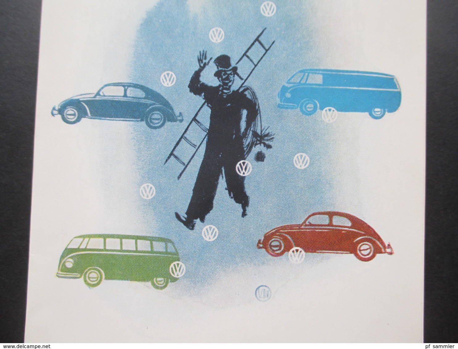 Alte VW Werbung Mit Käfer Und T1 Bulli / Bus Gute Fahrt Durchs Ganze Jahr 1955 Wünscht Karl Wiegand & Söhne Alfeld Leine - Pubblicitari
