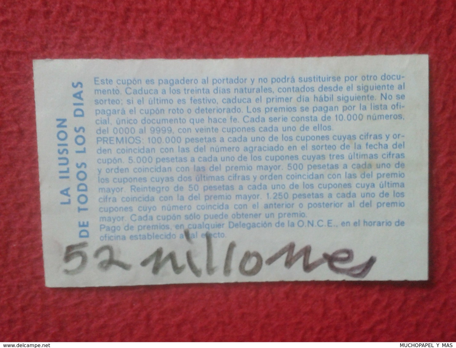 CUPÓN DE ONCE SPANISH LOTTERY CIEGOS SPAIN LOTERÍA BLIND 1986 ESPAGNE TRUJILLO EXTREMADURA PLAZA SQUARE PLACE...VER FOTO - Billetes De Lotería