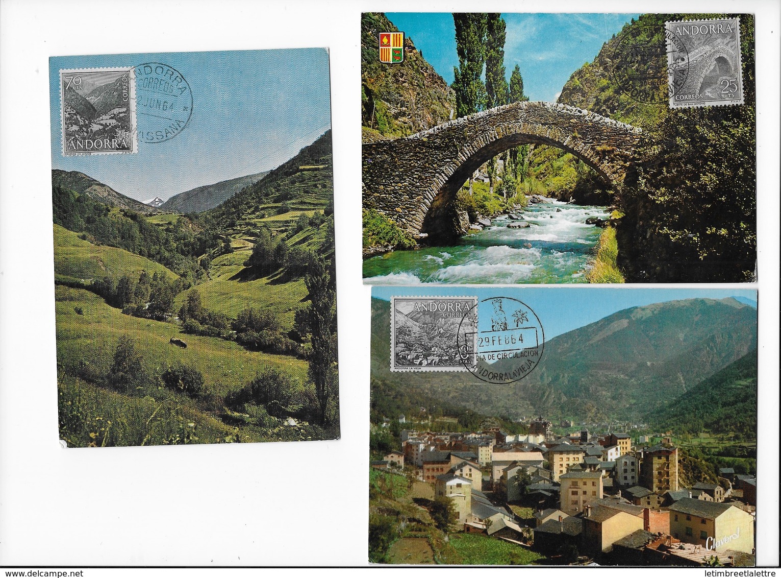 Lots De 6 Cartes Maximum Oblitéré Andorra - Used Stamps