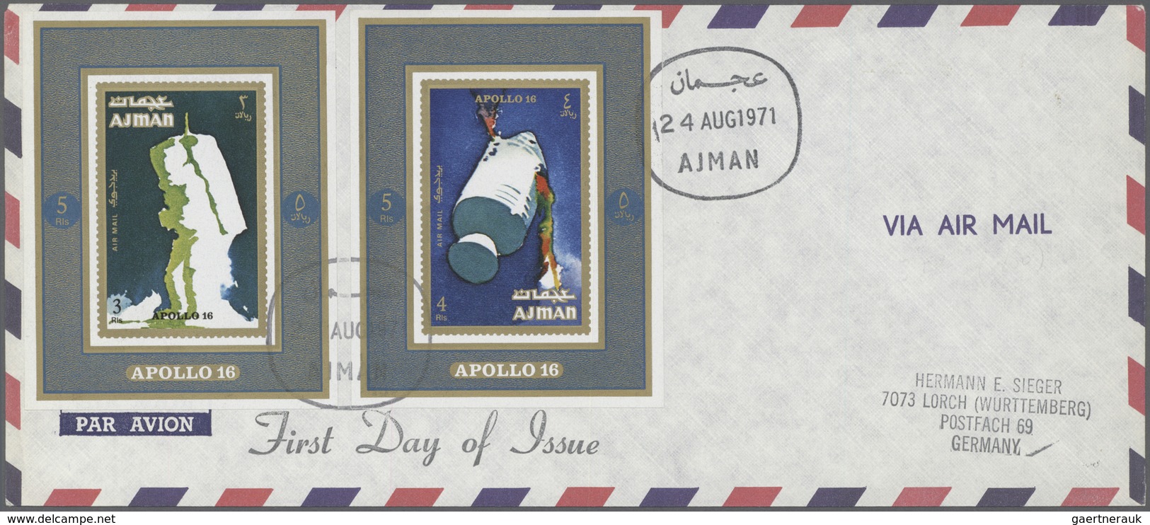 Adschman / Ajman: 1969/1973, Assortment Incl. F.d.c./covers, De Luxe Sheets, Imperforate Composite P - Ajman