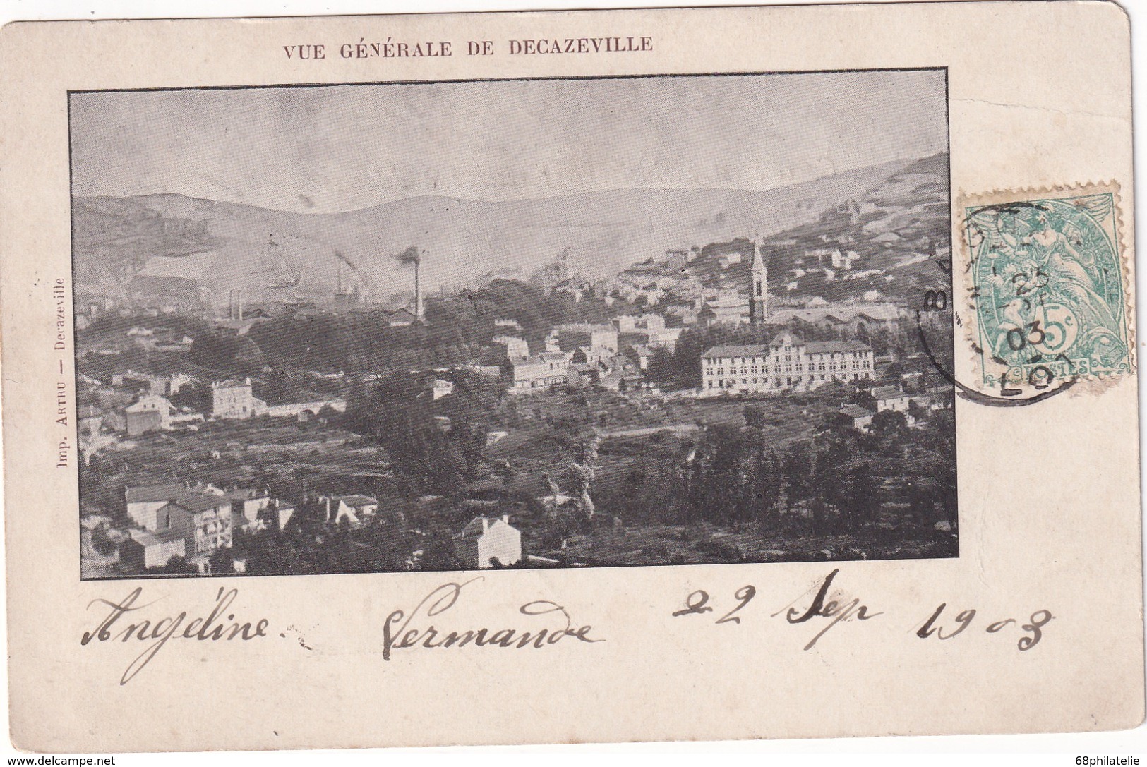 FRANCE 1903  CARTE POSTALE DE DECAZEVILLE - Decazeville