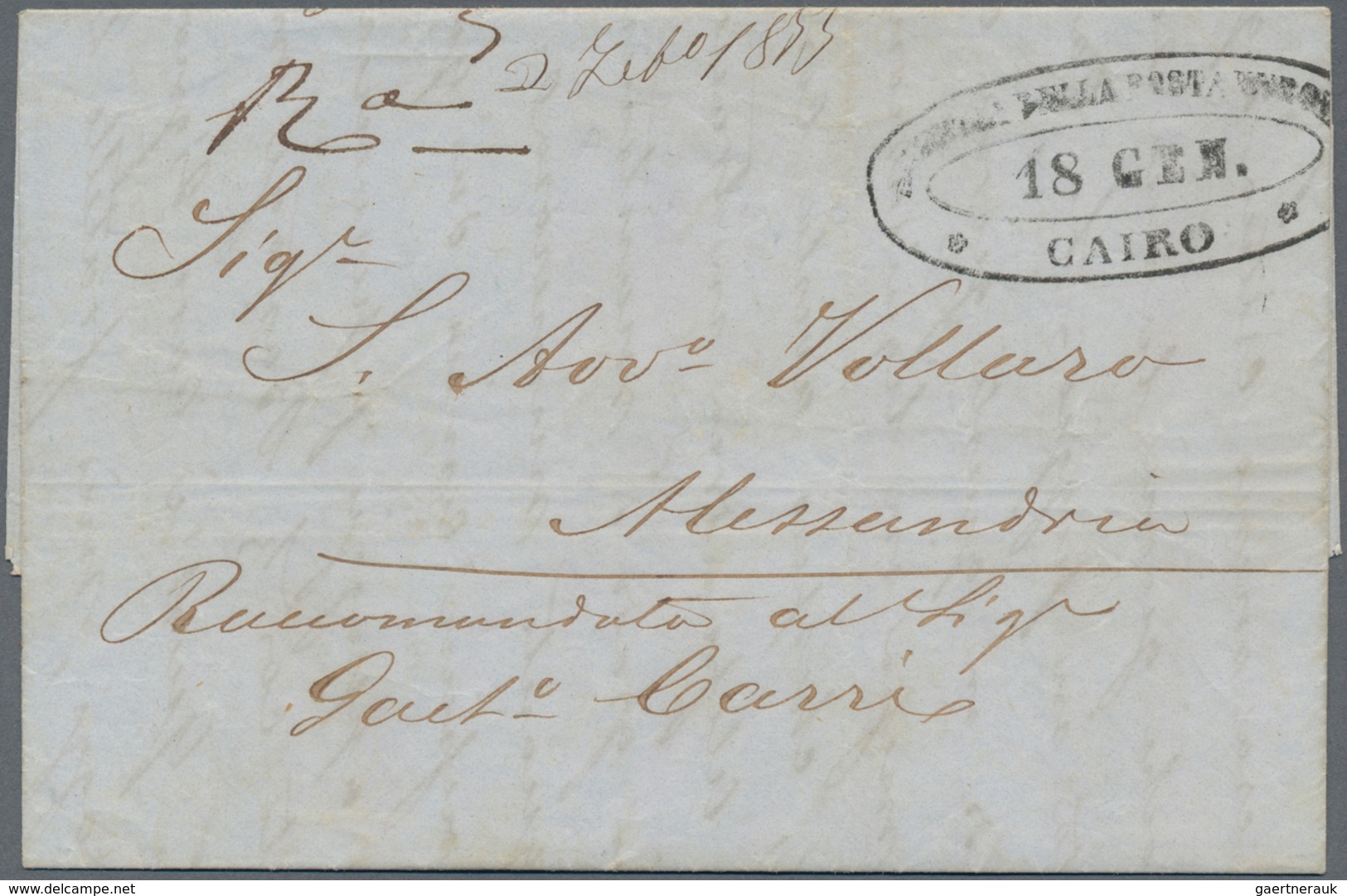 Ägypten - Vorphilatelie: 1853-65 "POSTA EUROPEA": Specialized Collection Of 18 Stampless Covers And - Voorfilatelie