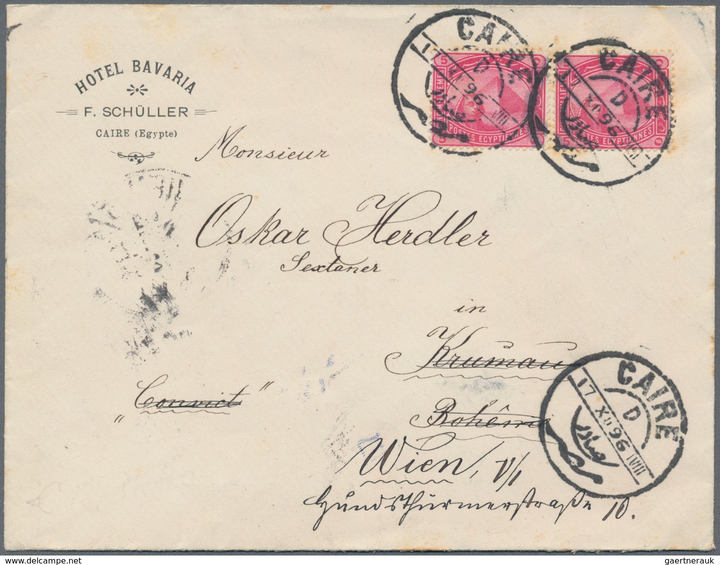 Ägypten: 1852-98 Five Stampless Covers From Alexandria To Marseilles, Triest And Vienna, Plus Envelo - 1866-1914 Khédivat D'Égypte