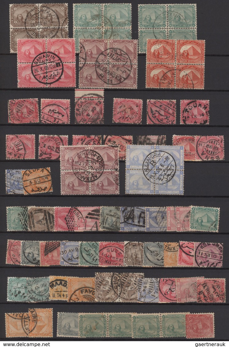 Ägypten: 1879/1906, Mint And Used Accumulation Of Apprx. 900 Stamps "Sphinx/Pyramid" On Stockpages, - 1866-1914 Khédivat D'Égypte