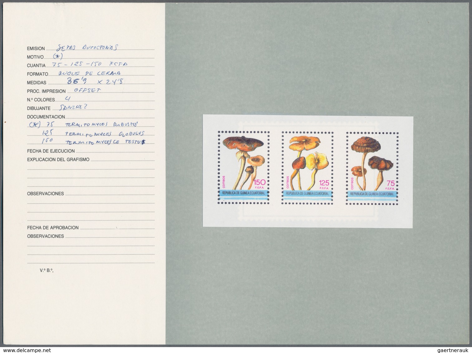 Äquatorialguinea: 1990 Circa. Thirteen Original Sketches And Proofs From The Spanish Royal Mint, Som - Guinea Ecuatorial